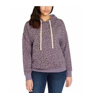 Buffalo David Bitton Women's Super Soft Hoodie Size XL Purple Leopard Print